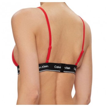 Calvin Klein γυναικείο μαγιό top σε κόκκινο χρώμα με μαύρο λάστιχο KW0KW02424 XNE